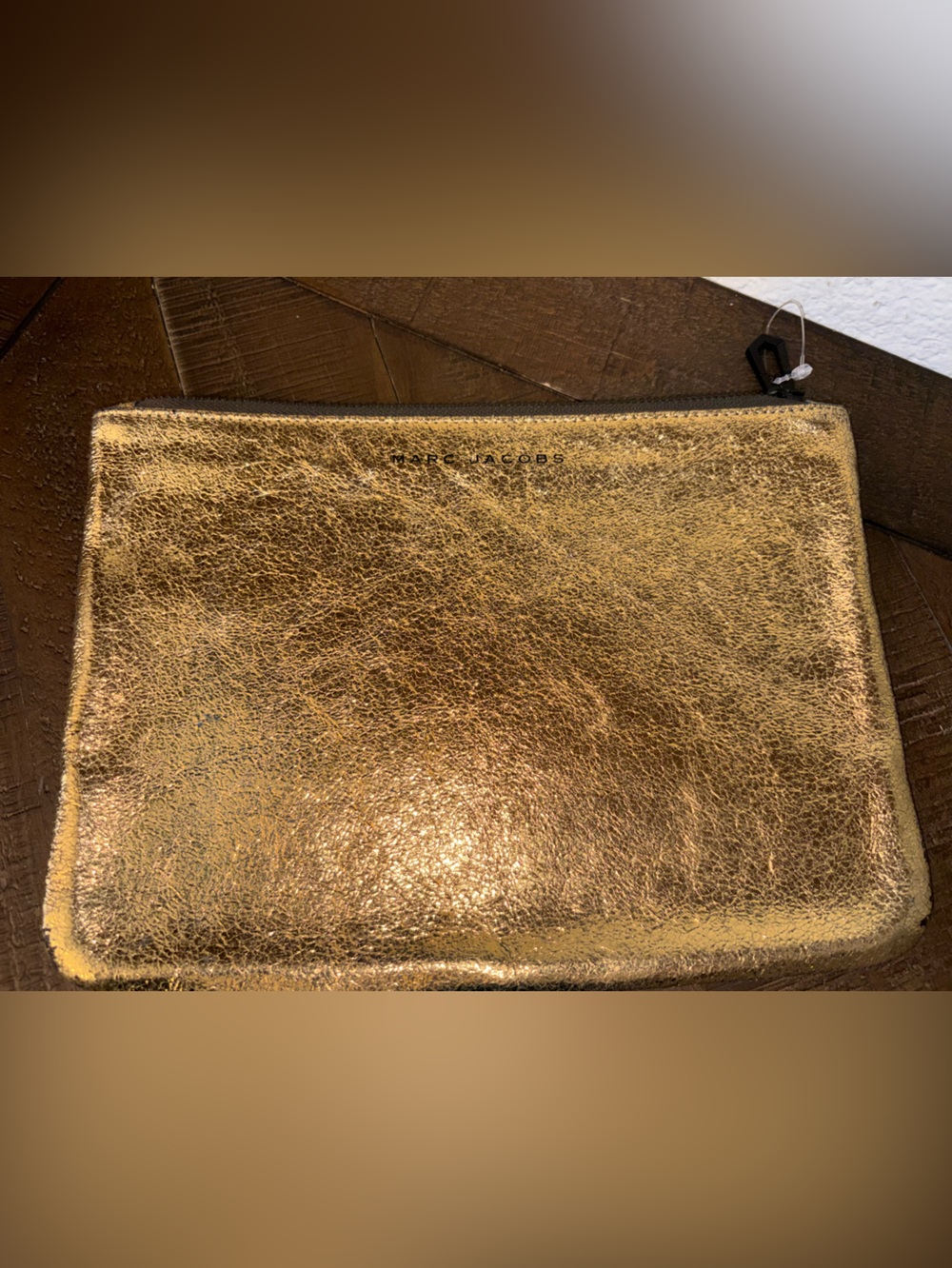 Marc Jacobs Metallic Gold Leather Wristlet Pouch